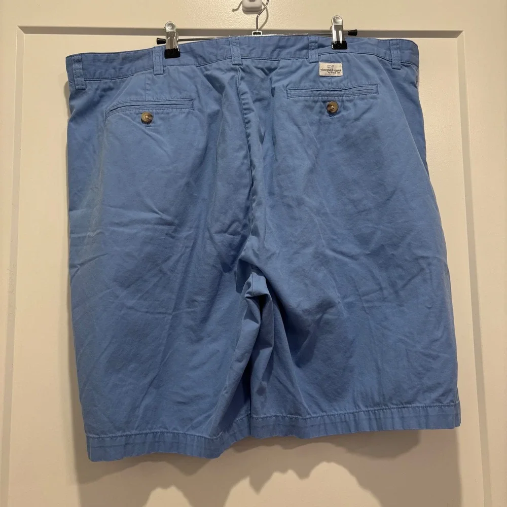 Vineyard Vines Club Shorts Mens 42 Blue Cotton Twill Flat Front Chino Shorts